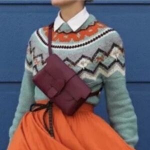 J. Crew Zigzag Fair Isle Sweater Teal and Orange